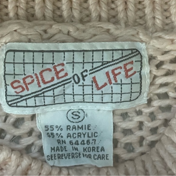 Vintage 80’s Spice Of Life Pink Floral Chunky Knit Sweater - Picture 6 of 11